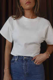 Wide Sleeve Cotton Top in White