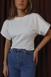 Wide Sleeve Cotton Top in White