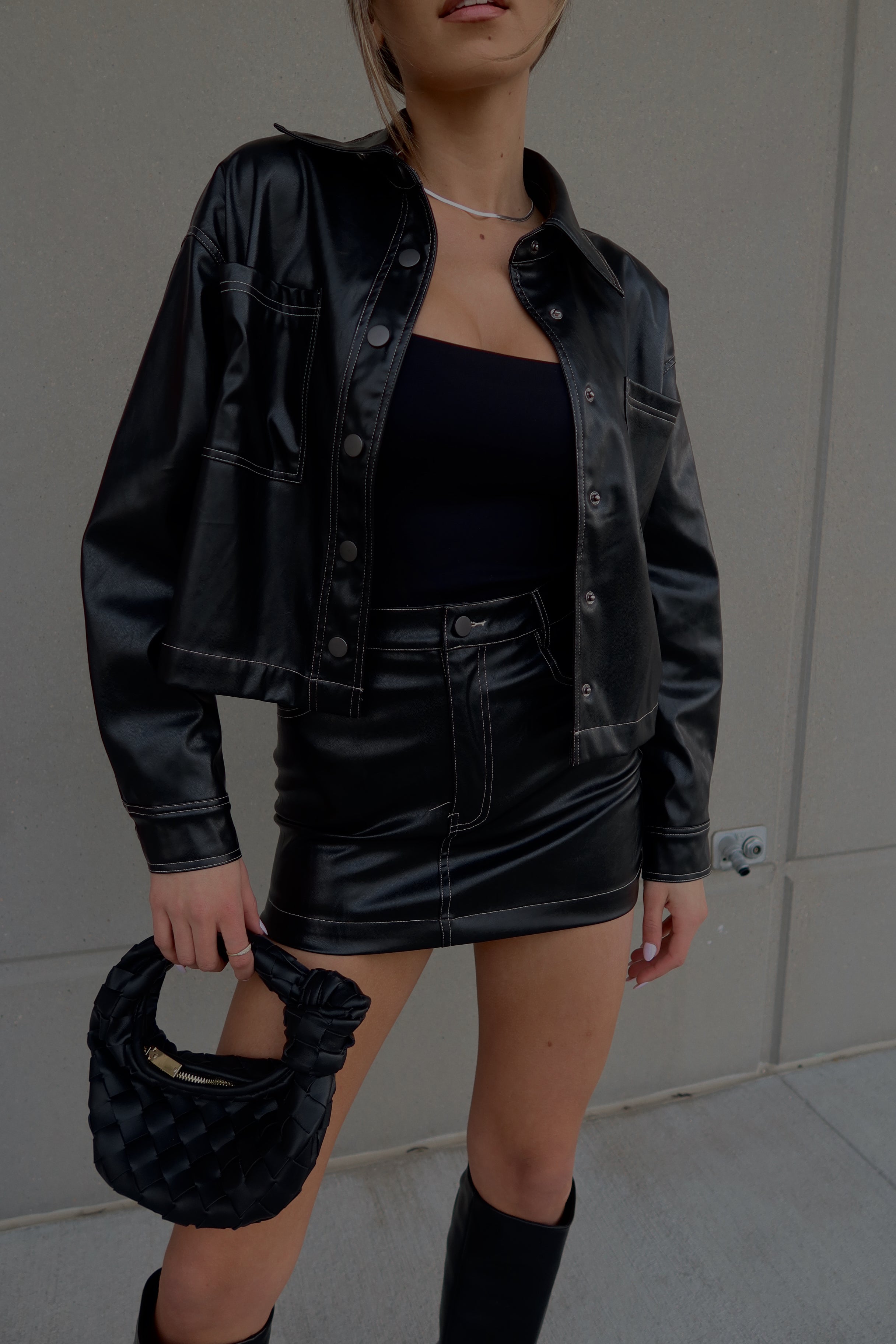Ana Cropped Leather Jacket