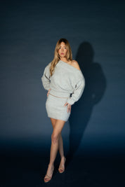 Silver Shimmer Knit Mini Dress