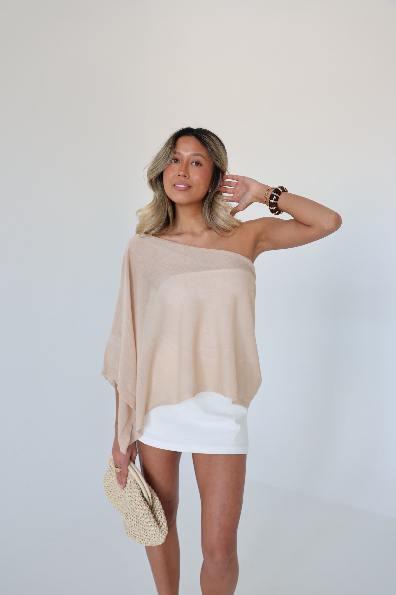 White Linen Blend Mini Skort