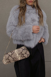 Grey Faux Fur Cropped Jacket
