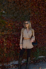 Brooklyn Structured Woven Cropped Blazer