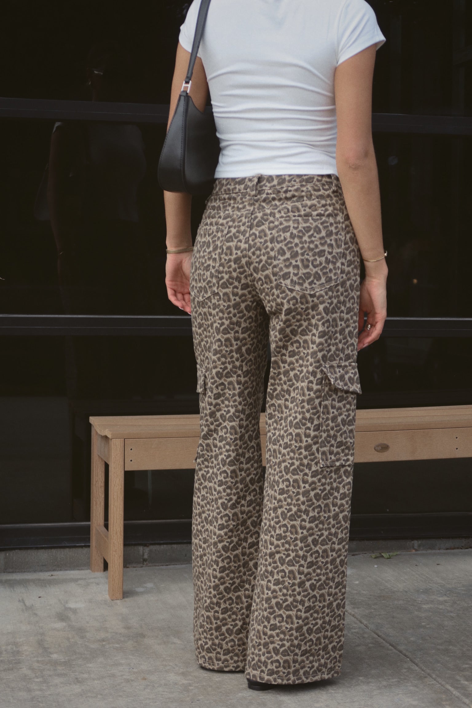 Mid Rise Leopard Print Cargo Pants