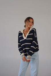 Nautical Stripes Knit Long Sleeve Sweater