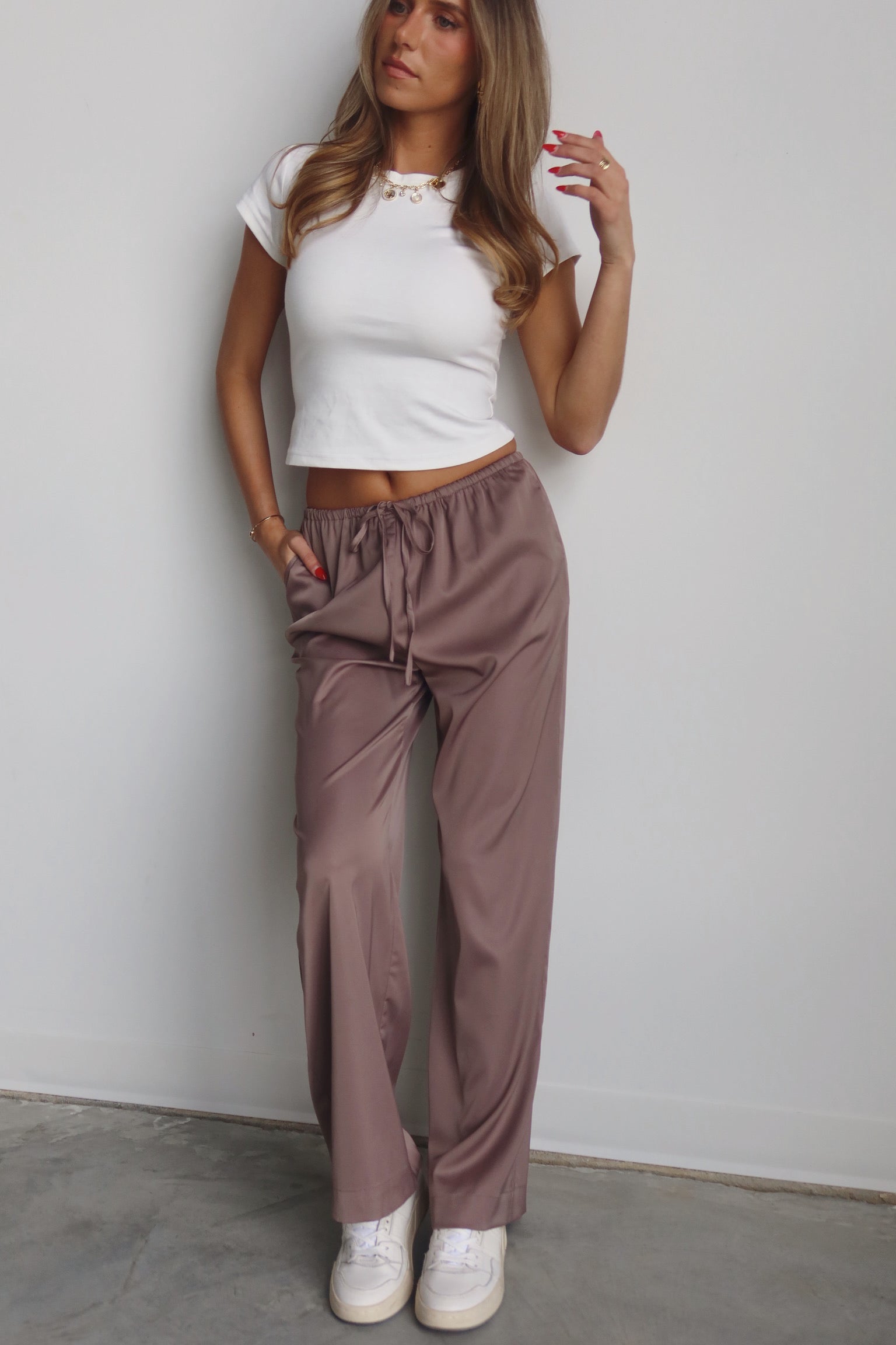 Sofia Straight Leg Satin Pants