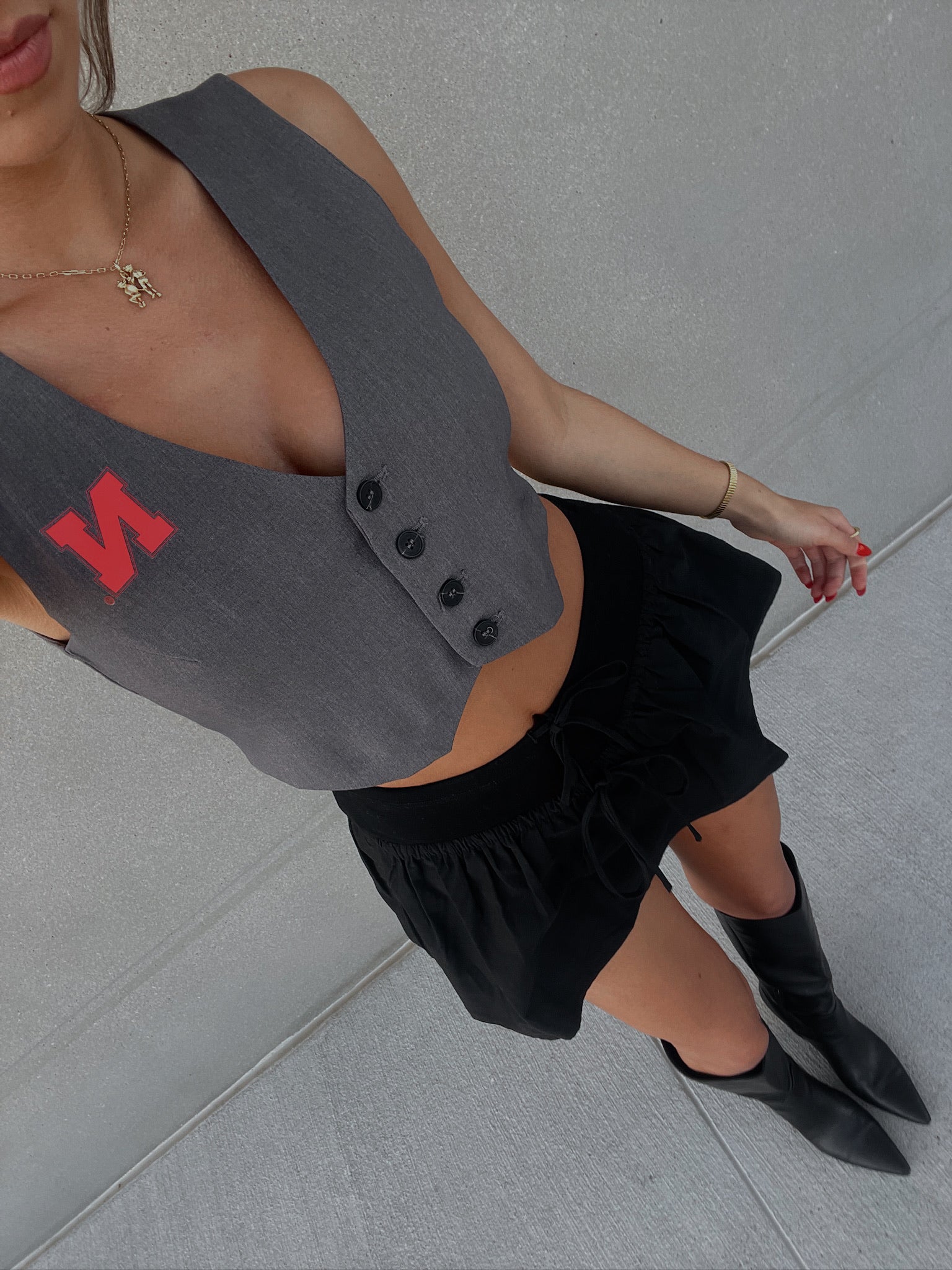 Nebraska Cornhuskers Cropped Vest in Grey