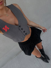 Nebraska Cornhuskers Cropped Vest in Grey