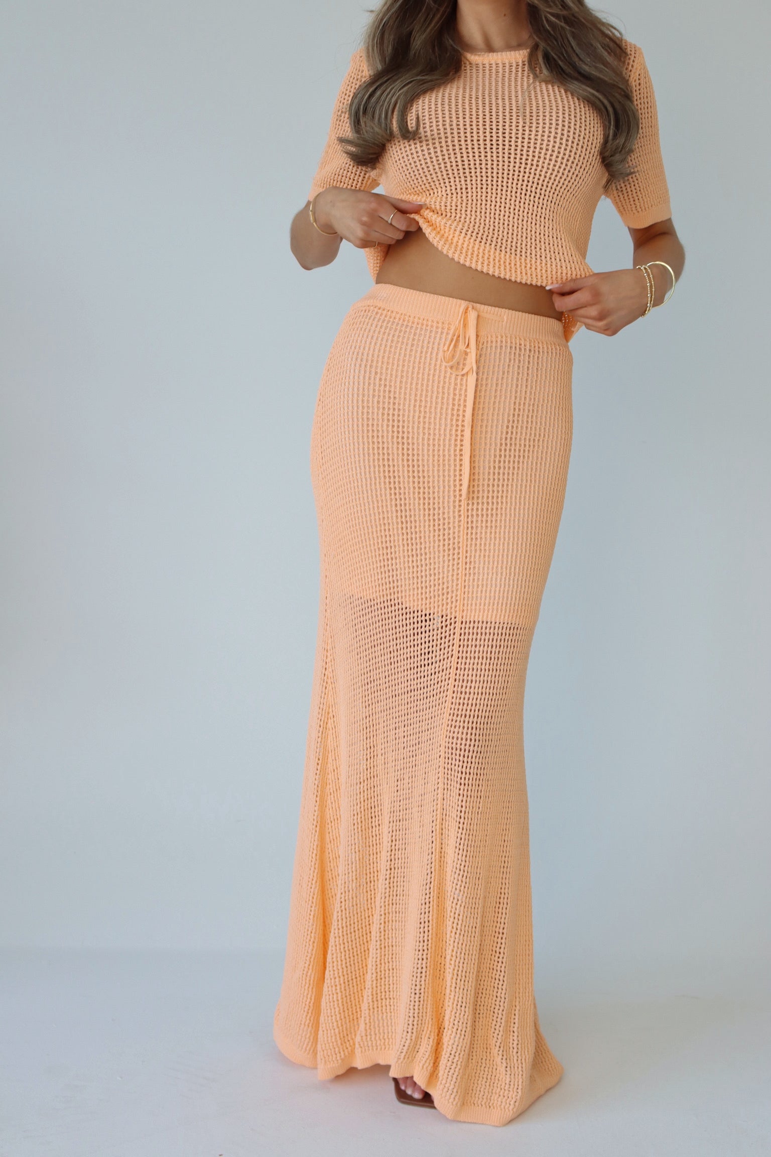 Luxe Crochet Short Sleeve in Melon