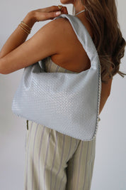Kehlani Woven Hobo Bag In Grey/Blue