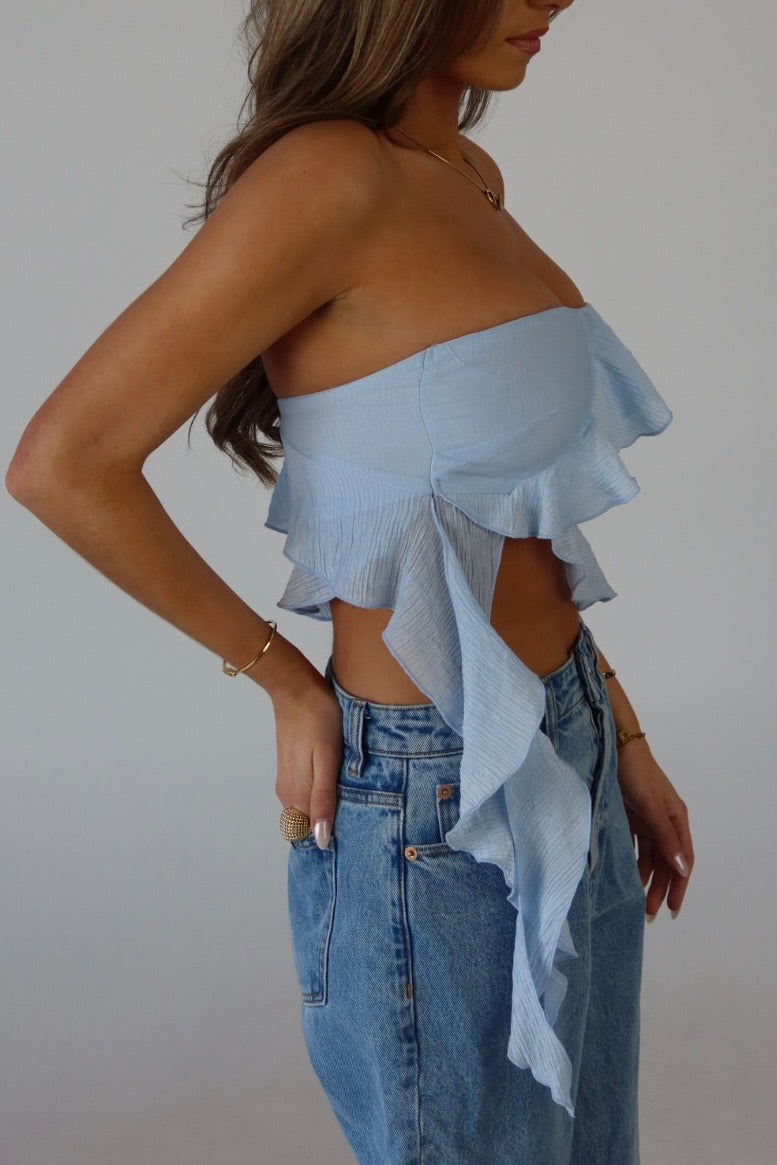 Zoey Strapless Top in Baby Blue