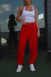 Red Oversized Terry Jogger