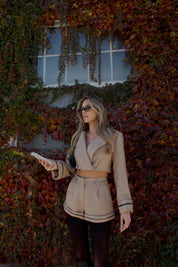 Brooklyn Structured Woven Cropped Blazer