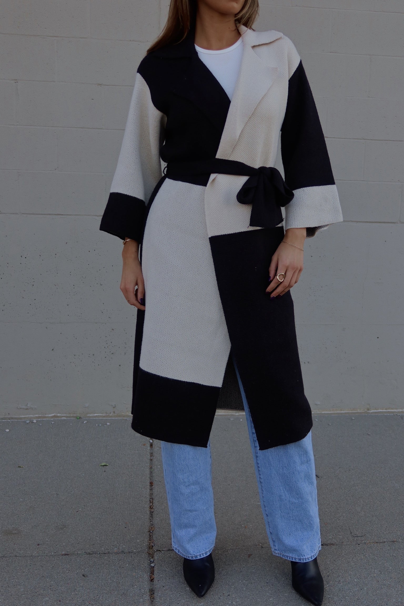 Knit Colorblock Trench