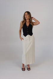 Tailored Maxi Skirt in Beige