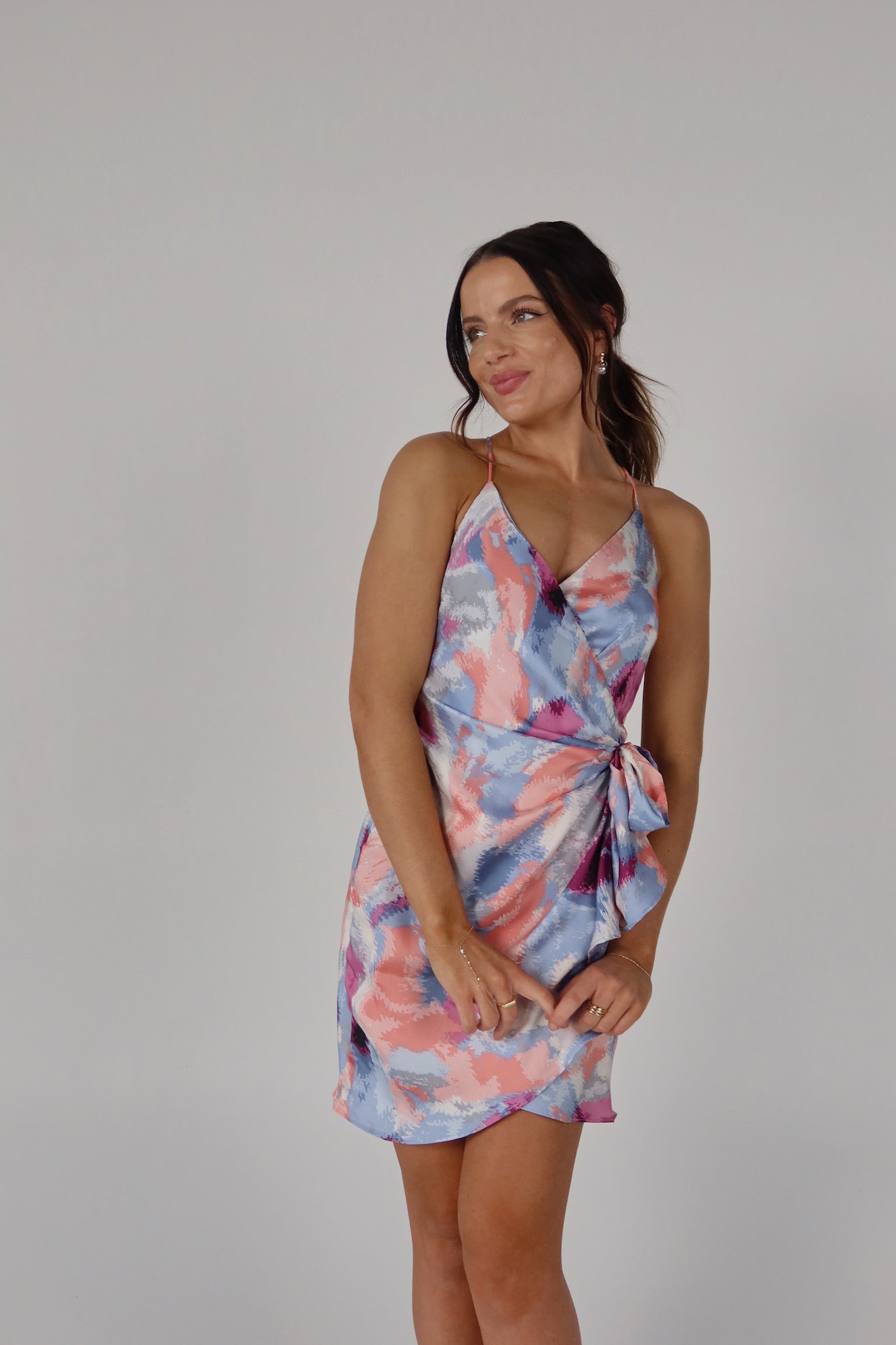 SALE :Willa Multi Color Silk Wrap Dress
