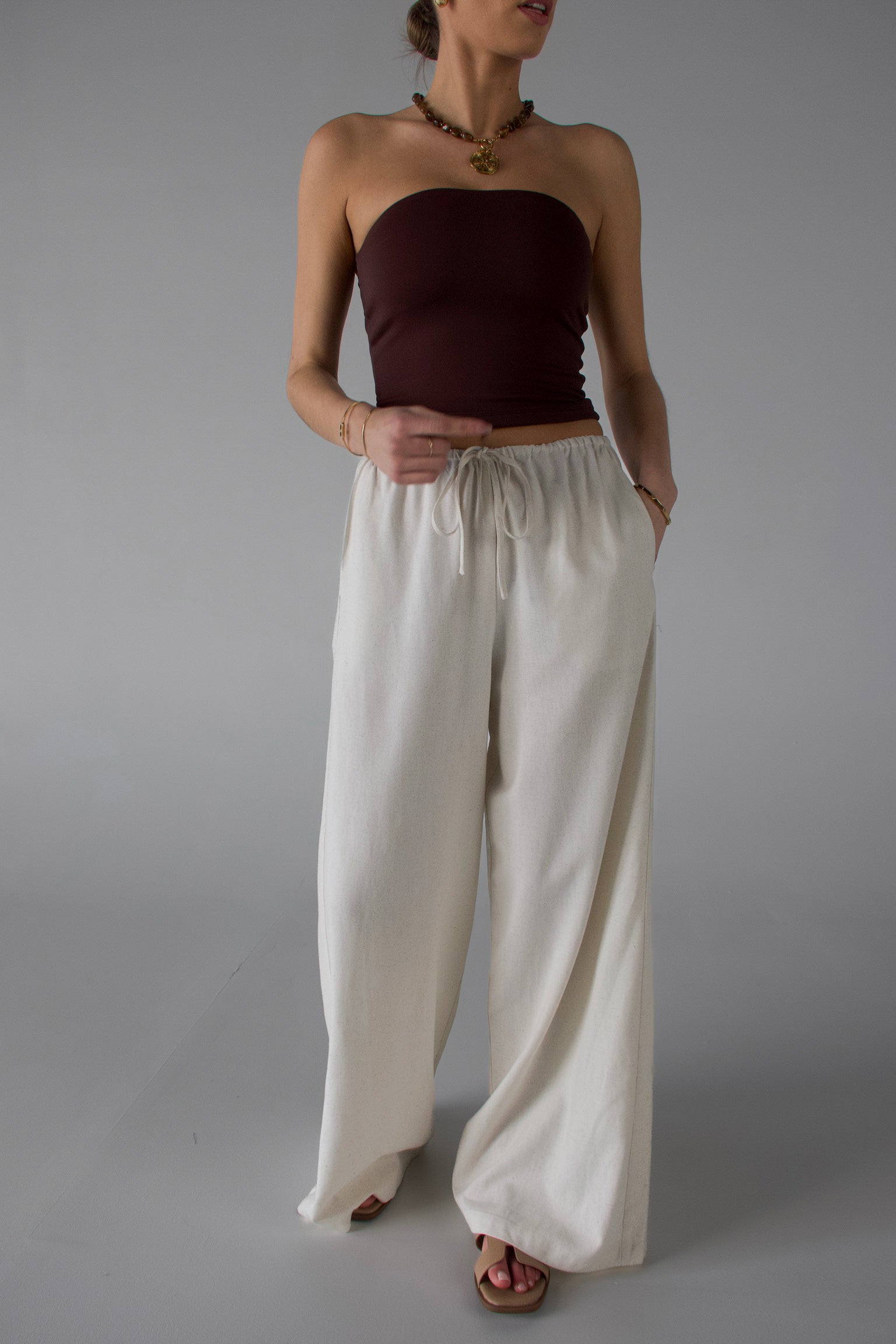 Nylee Seamless Tube Top in Brown