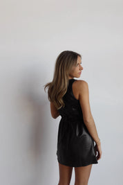 Vegan Leather Sleeveless Mini Dress