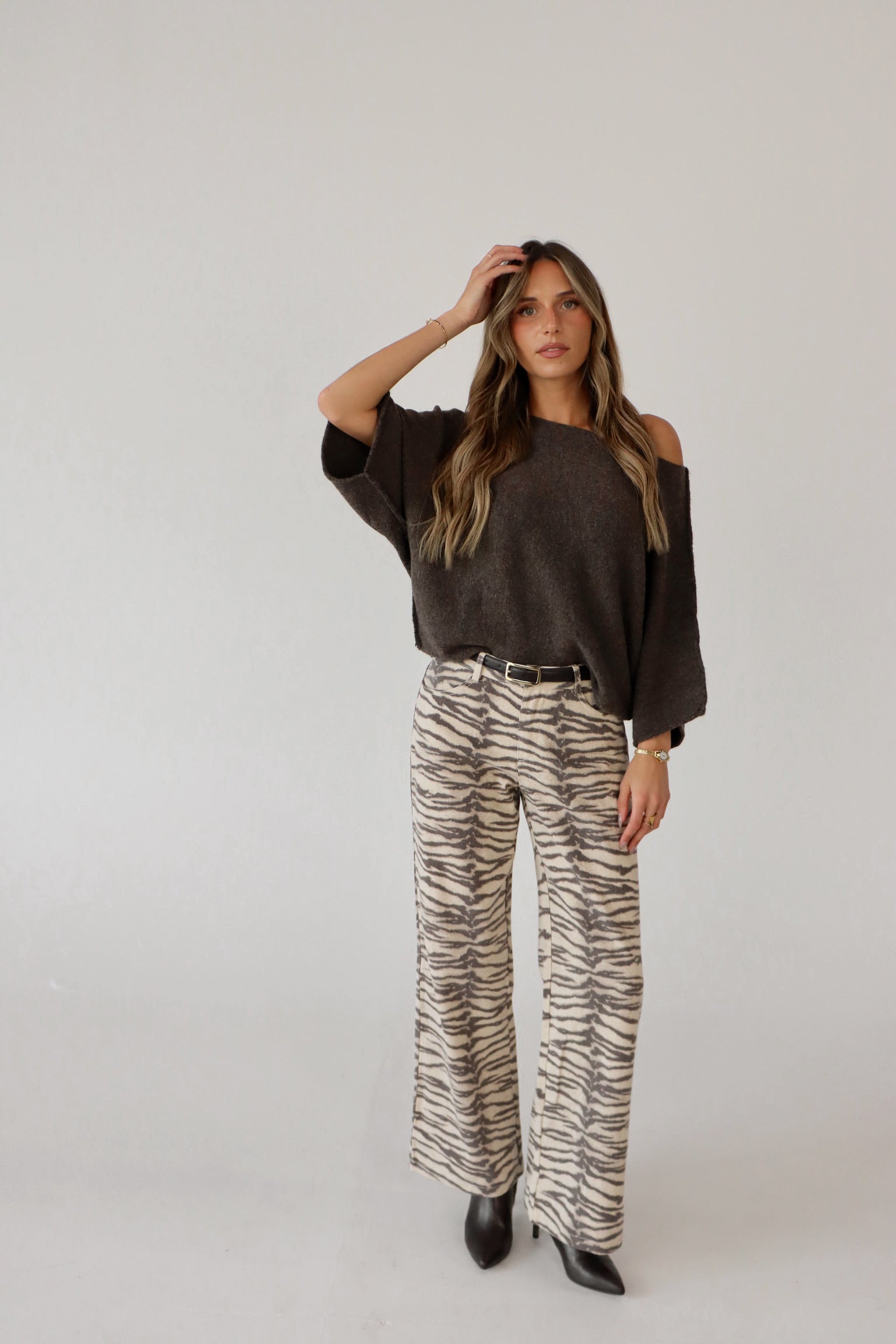 Tiger Print Barrel Jean