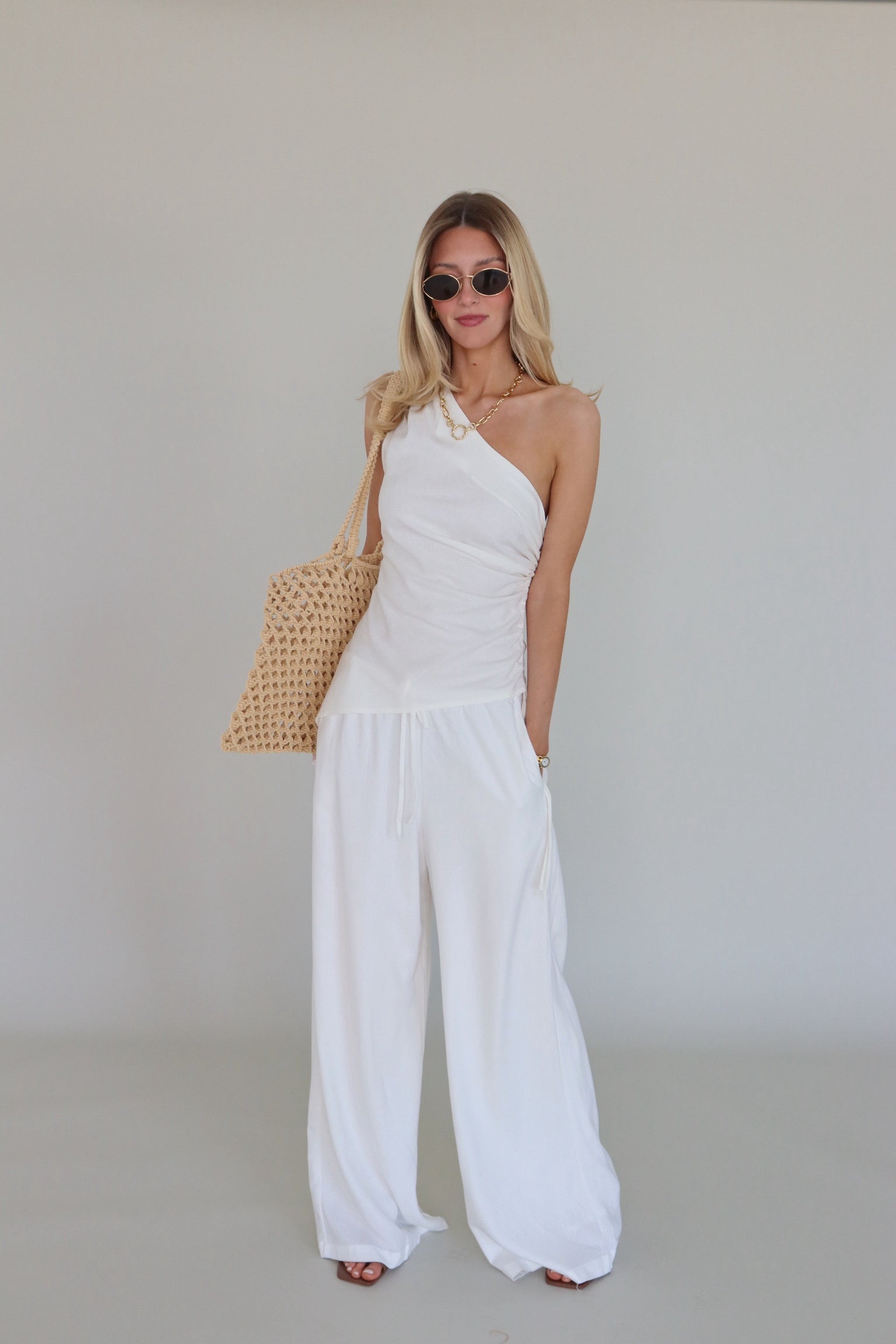 Inez Linen Pant in Ivory