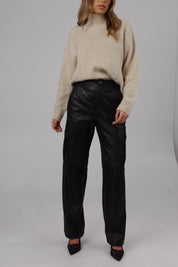 High-Rise Vegan Leather Cargo Pants