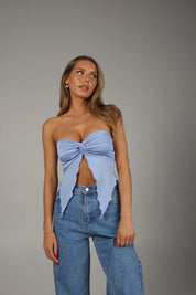 Ella Split Tube Top in Blue