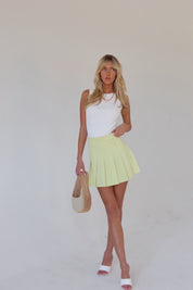 Lemon Pleated Mini Skirt