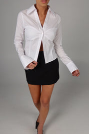 Chic White Button Down Long Sleeve Top