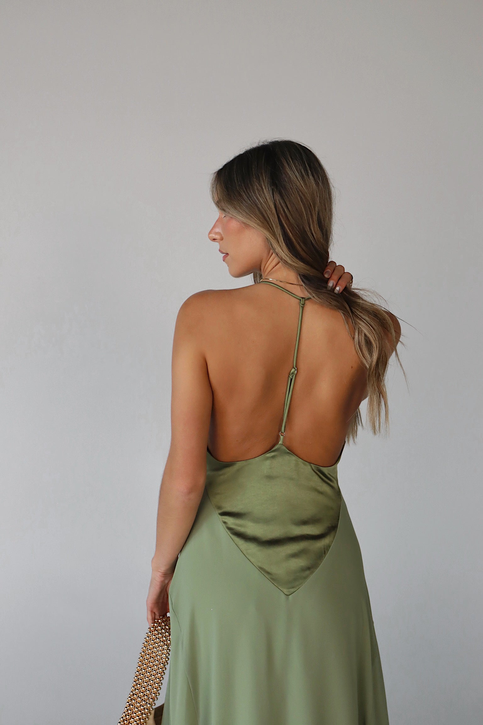 Giada Contrast Maxi Dress in Olive