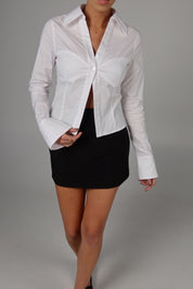 Chic White Button Down Long Sleeve Top