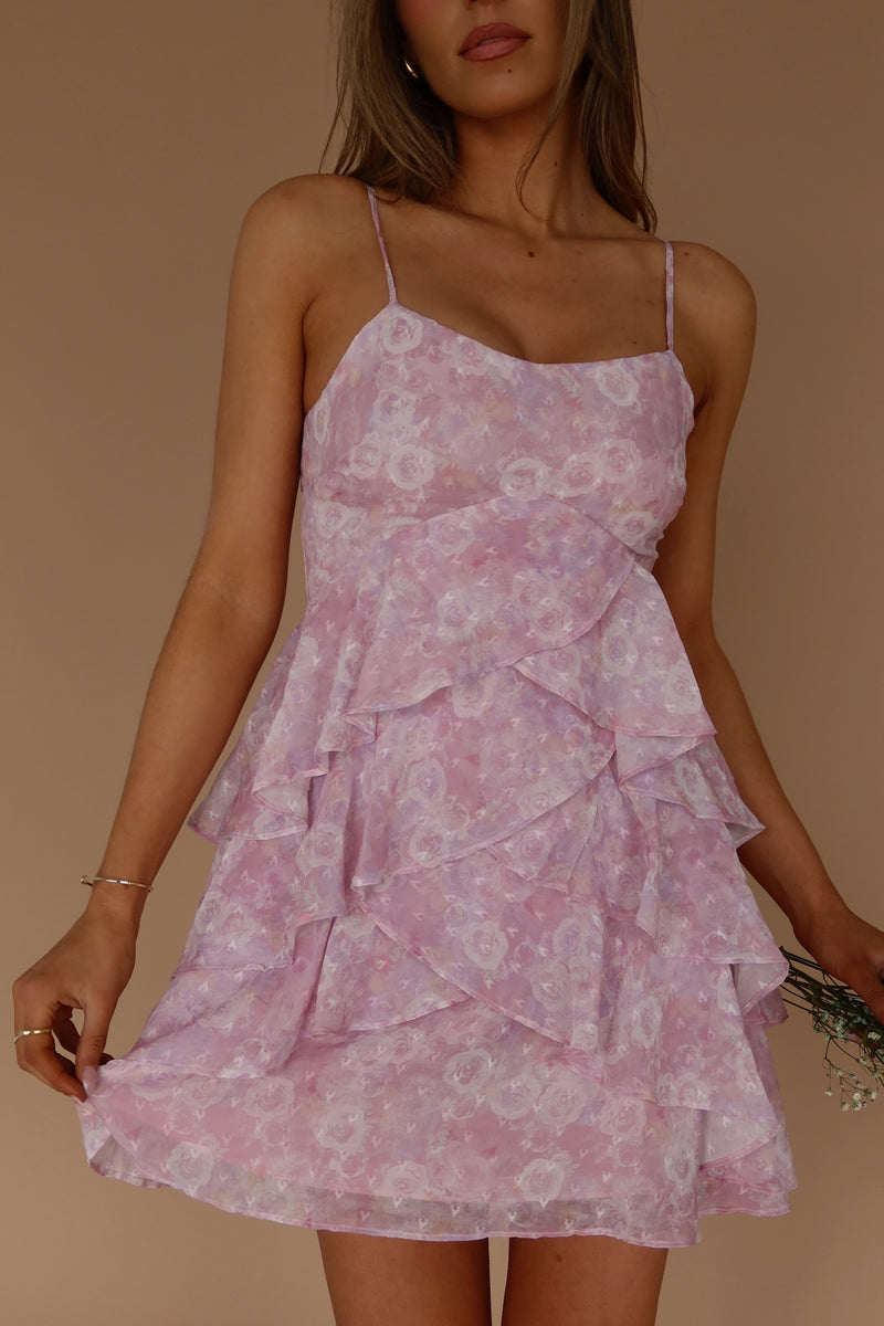 Rose Ruffled Mini Dress