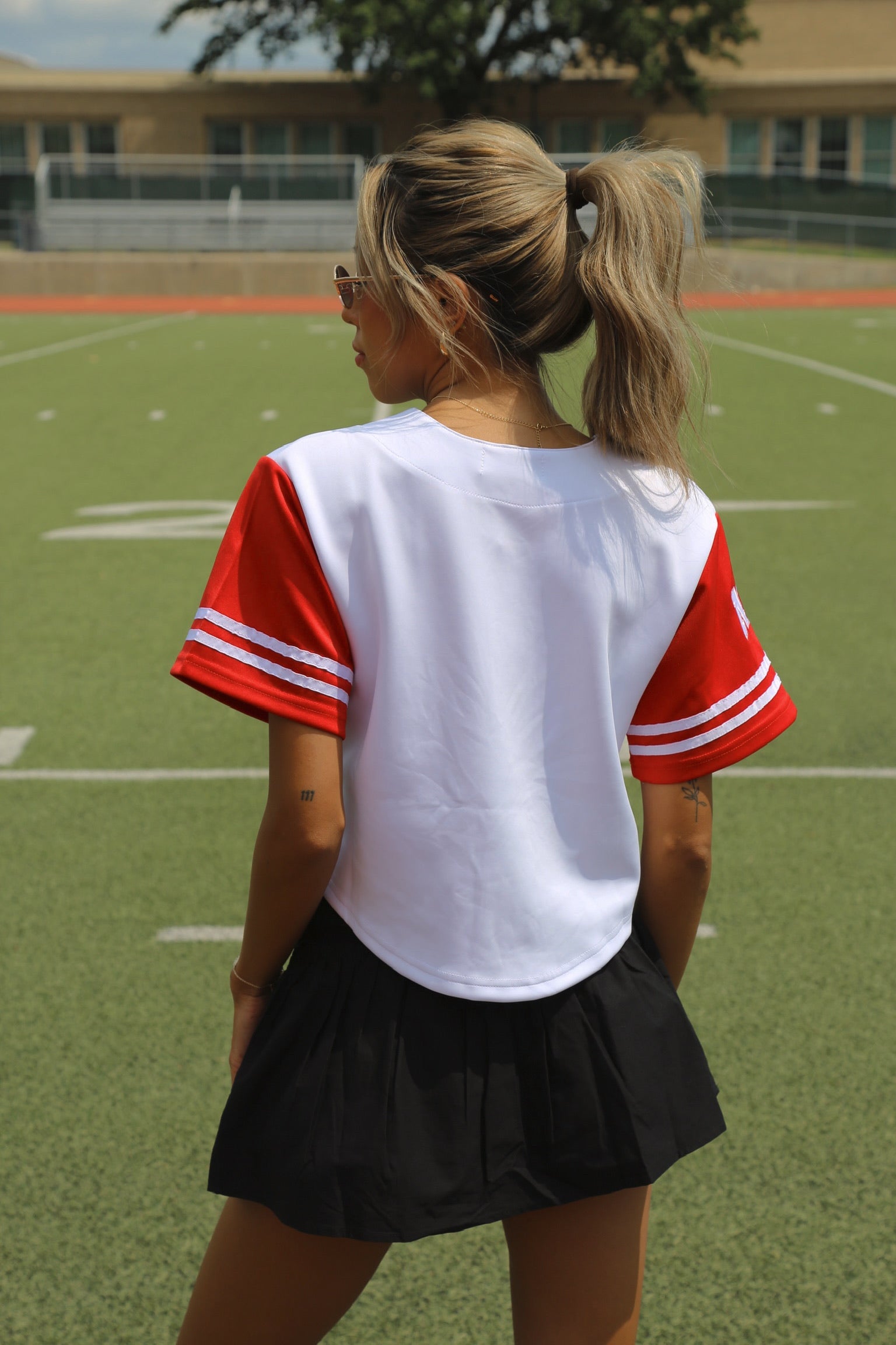 Huskers Cropped Baseball Jersey In White