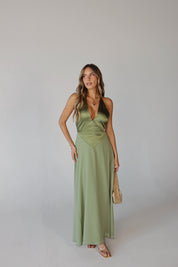 Giada Contrast Maxi Dress in Olive