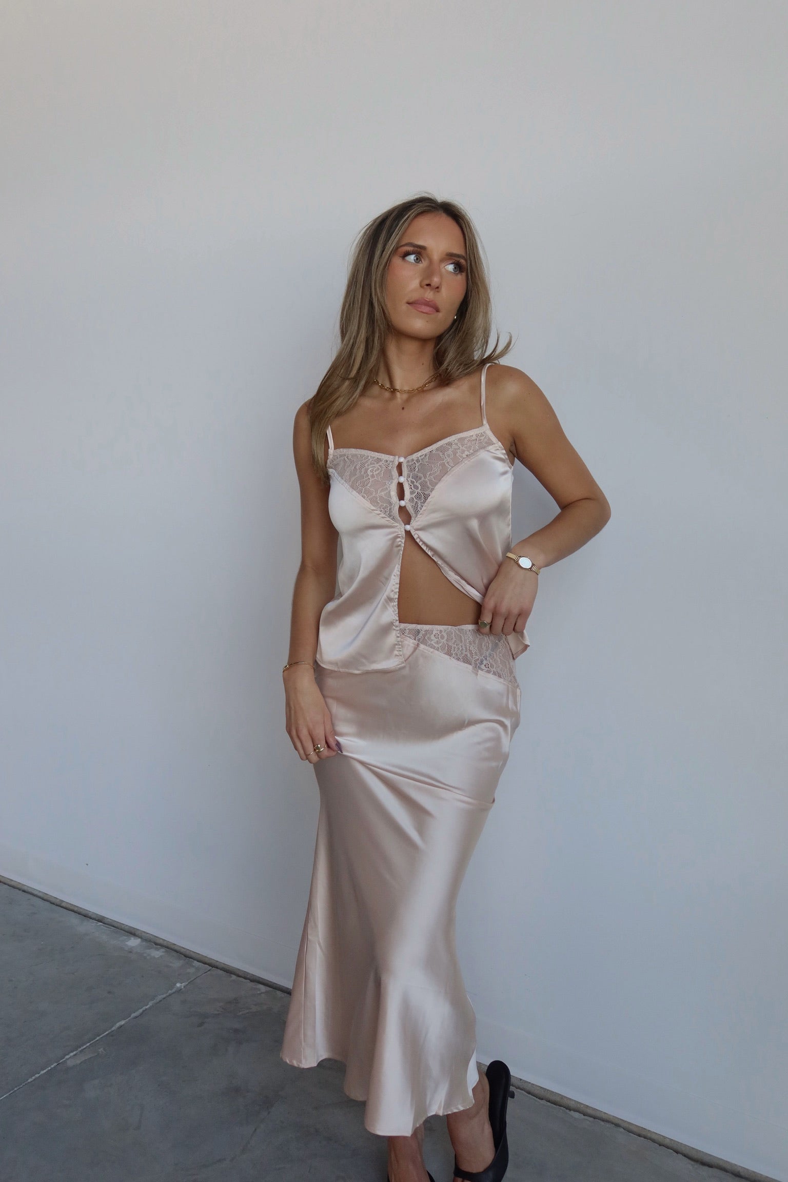 Luxe Allure Satin & Lace Maxi Set