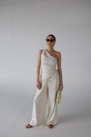 Inez Linen One Shoulder Top