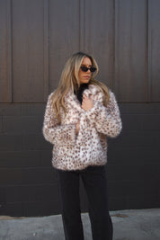 Snow Leopard Faux Fur Jacket