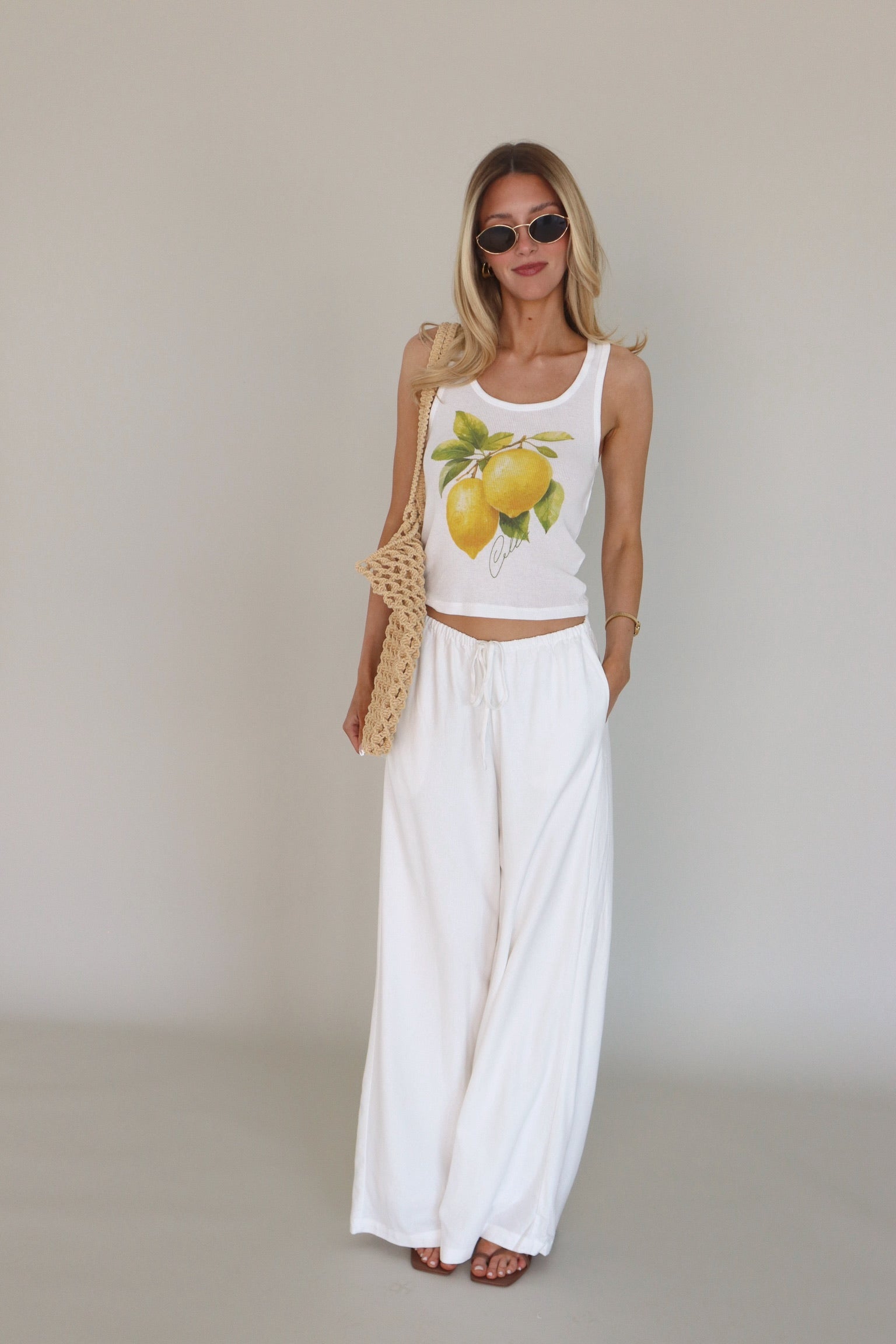 Fresh Lemoncello Rib Tank In White