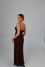 Mocha Ruched Maxi Dress