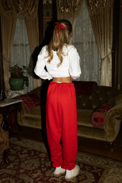 Red Oversized Terry Jogger