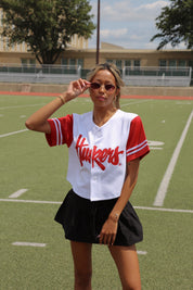 Huskers Cropped Baseball Jersey In White