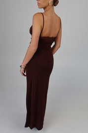 Mocha Ruched Maxi Dress