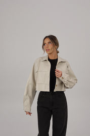 Mia Cropped Pleather Jacket