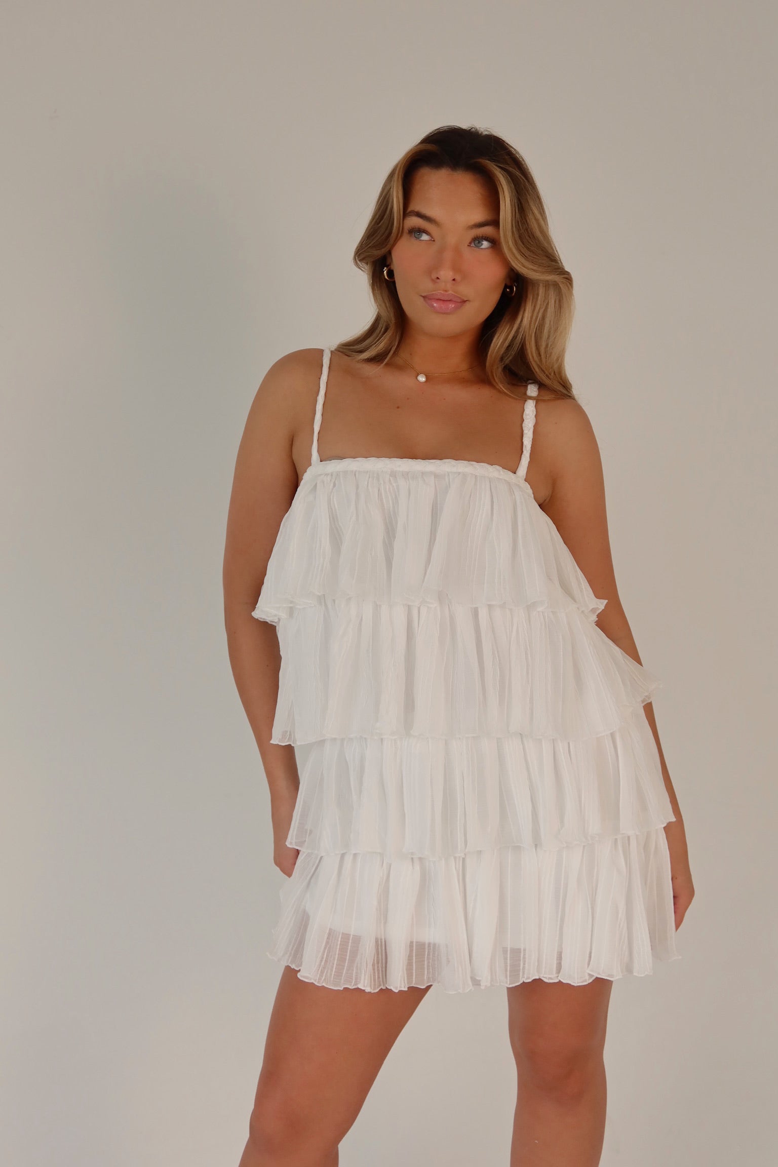 layered mini dress Pastel Floral Chiffon Strapless Ruffle shopping trips Molly Layered Mini Dress