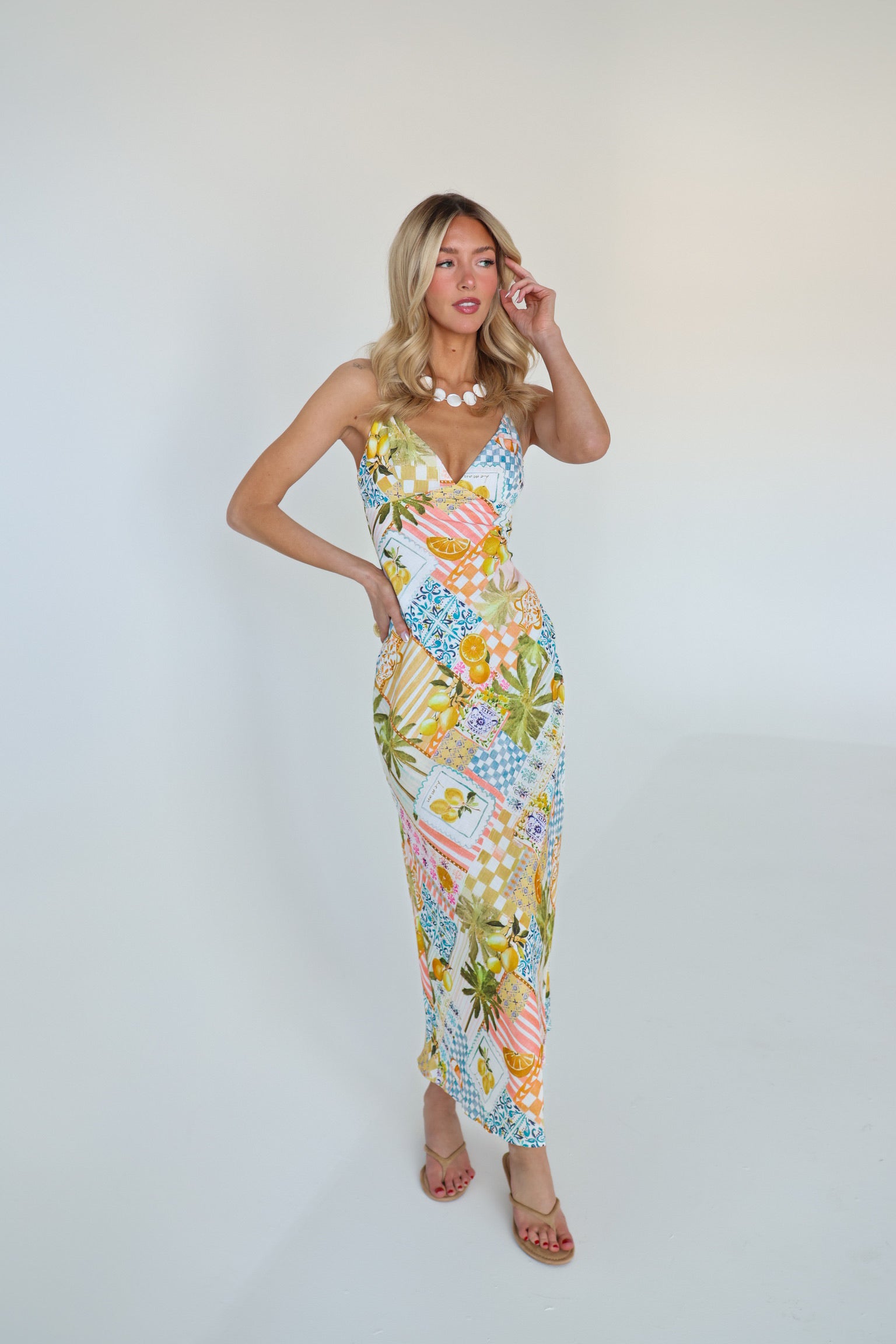 Paloma Printed Linen Midi Dress