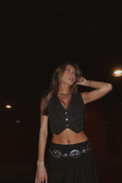 Austin Black Denim Vest