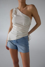 Inez Linen One Shoulder Top
