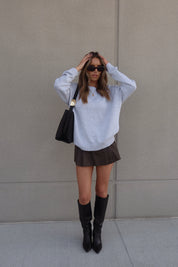 Lenny Grey Cotton Relaxed Sweater