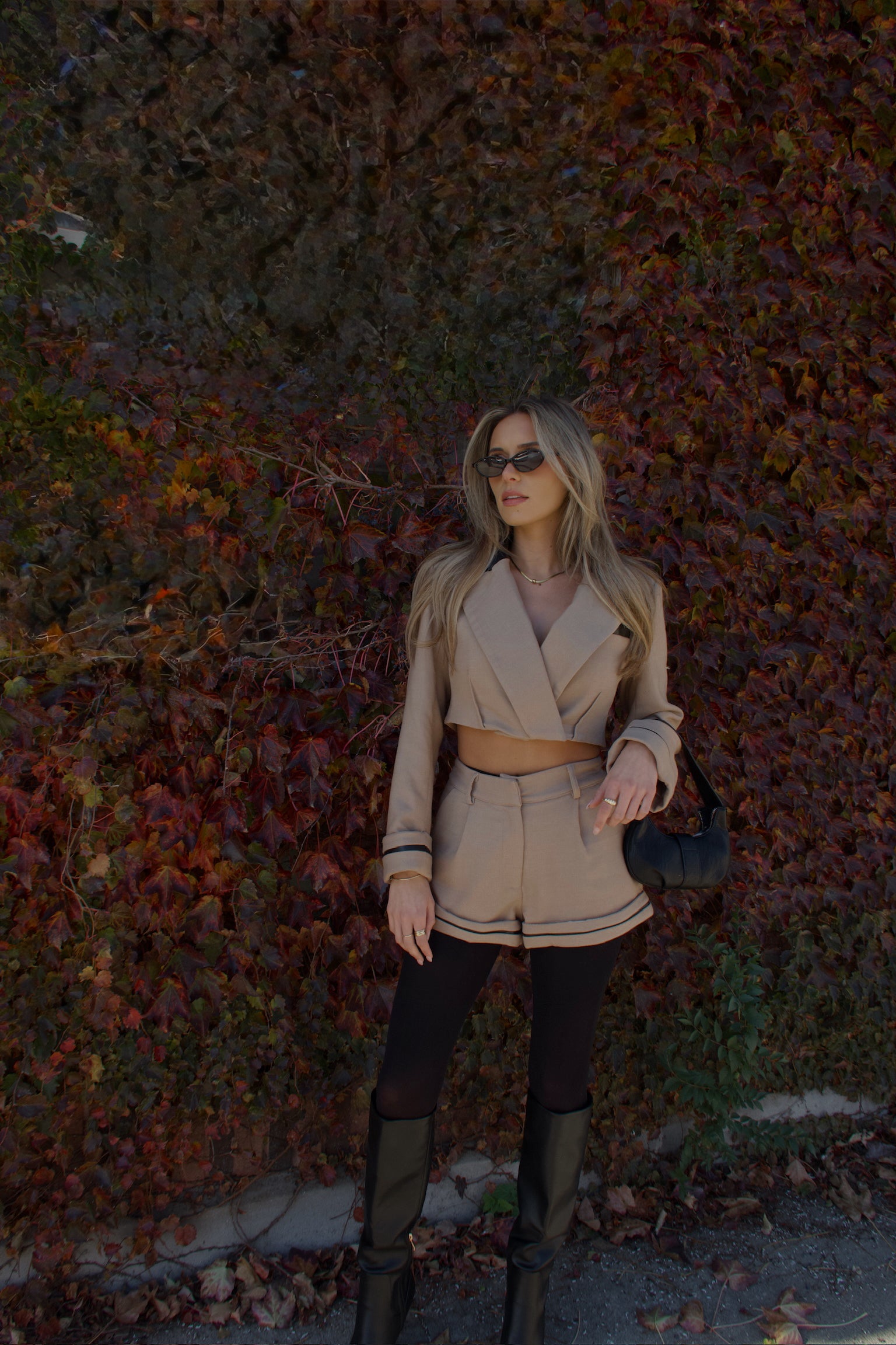 Brooklyn Structured Woven Cropped Blazer