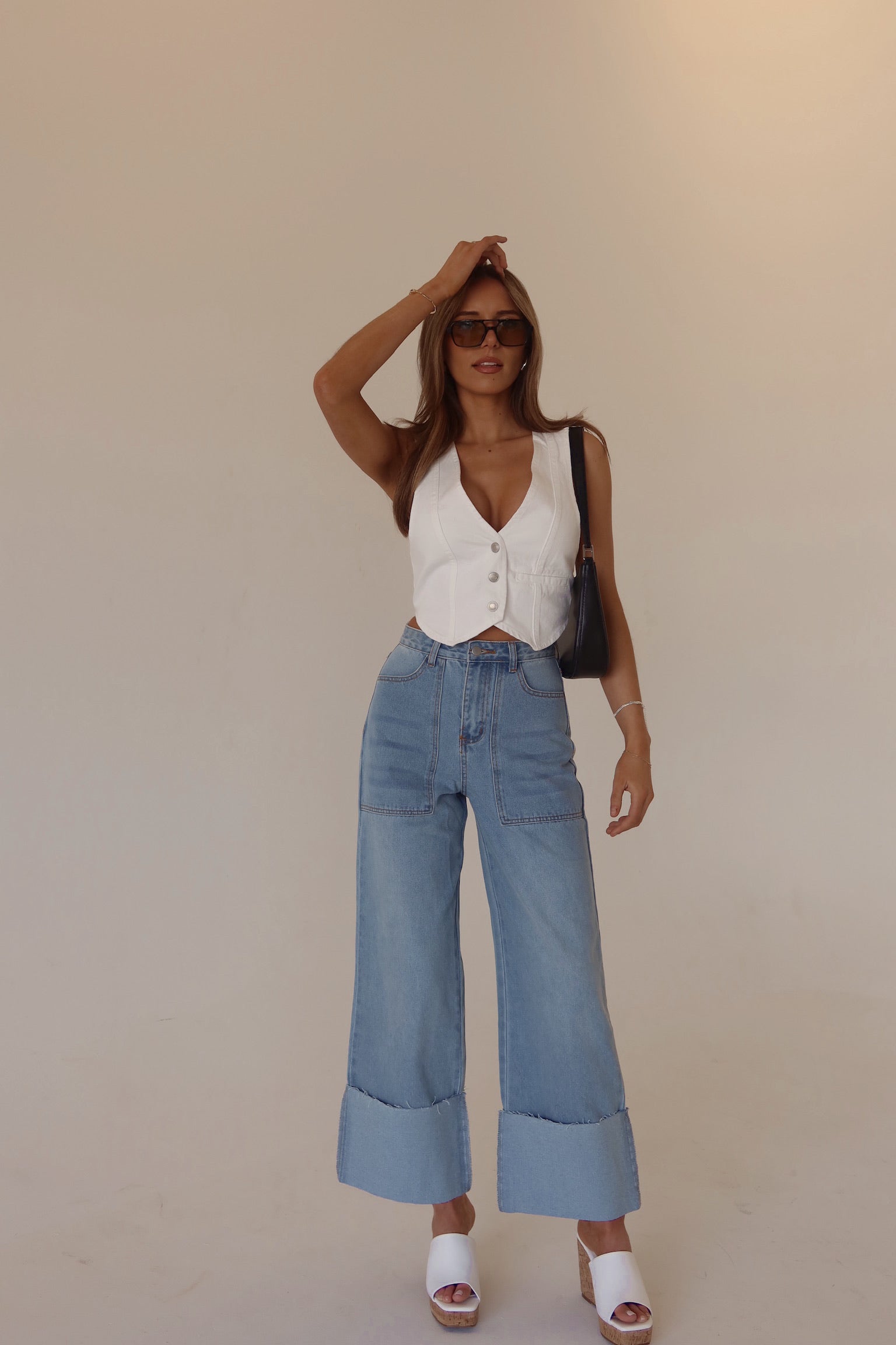 RESTOCKED :Arianna Wide Leg Cuffed Jean