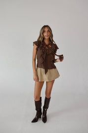 Margaux Mocha Ruffle Top